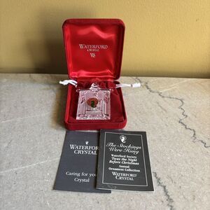 1995 Waterford Society WS Crystal Stockings Hung The Night Before Ornament